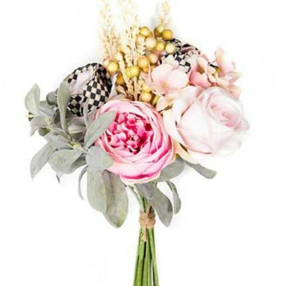 2 x Mackenzie-Childs bushing pink bouquet NWT faux florals NWT